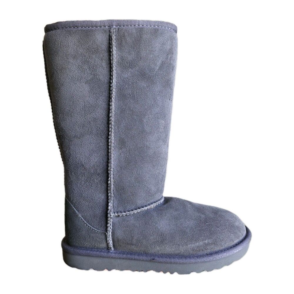 NWOB UGG Kids Classic TALL II BOOT Grey SUEDE SHEEPSKIN Size US 2 / EUR 33.5